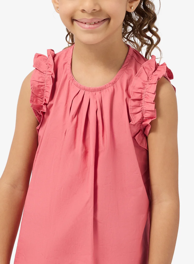 Pinata  Pink Ruffle Shoulder Summer Dress for Women | Best Price UAE